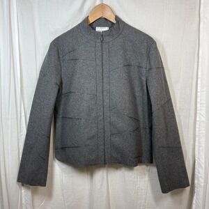 Philosophy di Alberta Ferretti Wool Blend Zip Cardigan Gray Size US 8